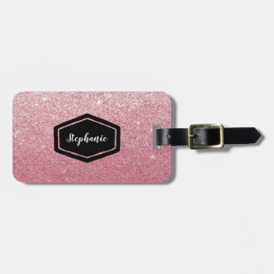 Pink glitter  personalized luggage Tag
