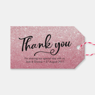 Pink glitter personalized Thank You Favour tags