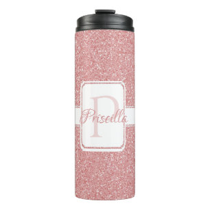 Pink Glitter Personalized Thermal Tumbler