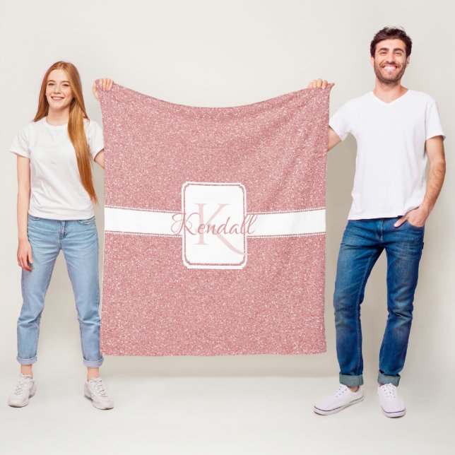 Pink Glitter Personalized Throw Blanket (In Situ)