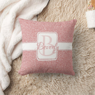 Pink Glitter Personalized Throw Pillow