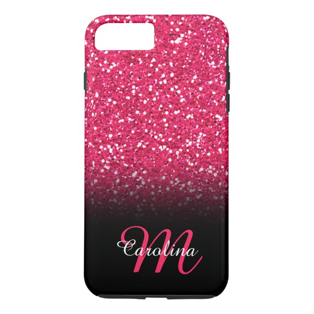 Pink Glitter, Personalized with Name and Monogram Case-Mate iPhone Case (Back)