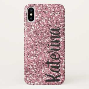 Pink Glitter Personalized with Your Name. iPhone X Case