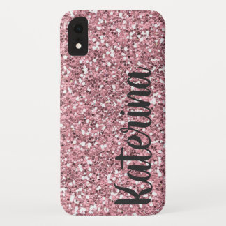 Pink Glitter Personalized with Your Name. iPhone XR Case