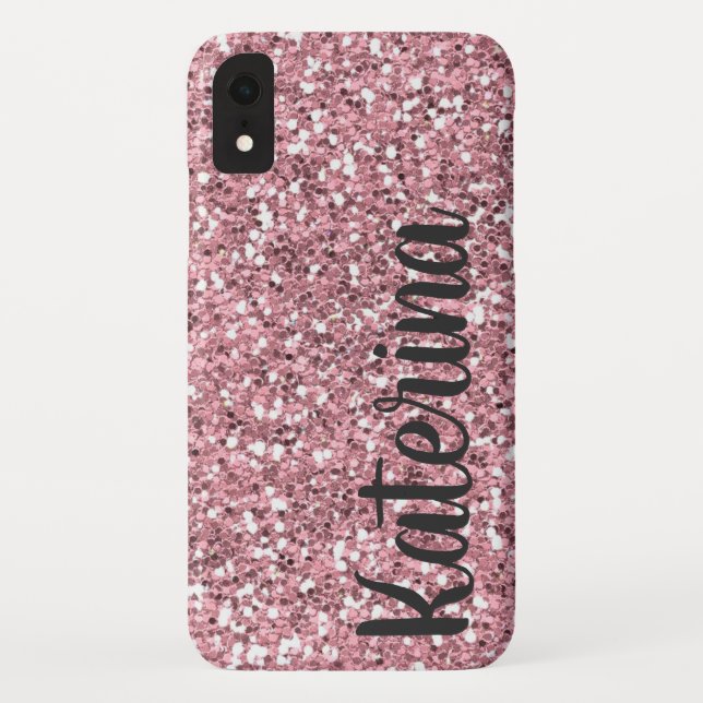 Pink Glitter Personalized with Your Name. Case-Mate iPhone Case (Back)
