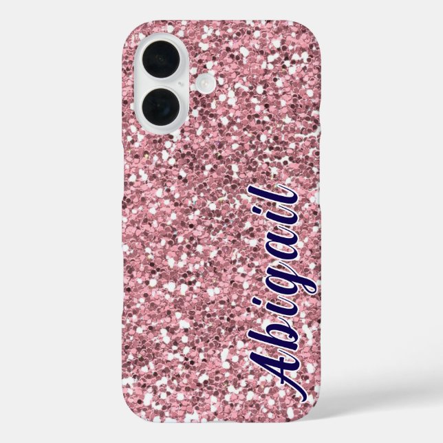 Pink Glitter Personalized with Your Name. Case-Mate iPhone Case (Back)