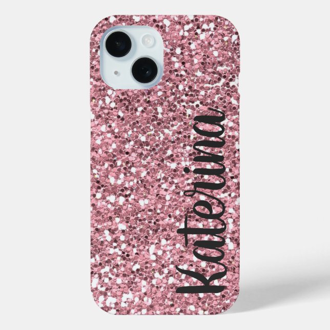 Pink Glitter Personalized with Your Name. Case-Mate iPhone Case (Back)