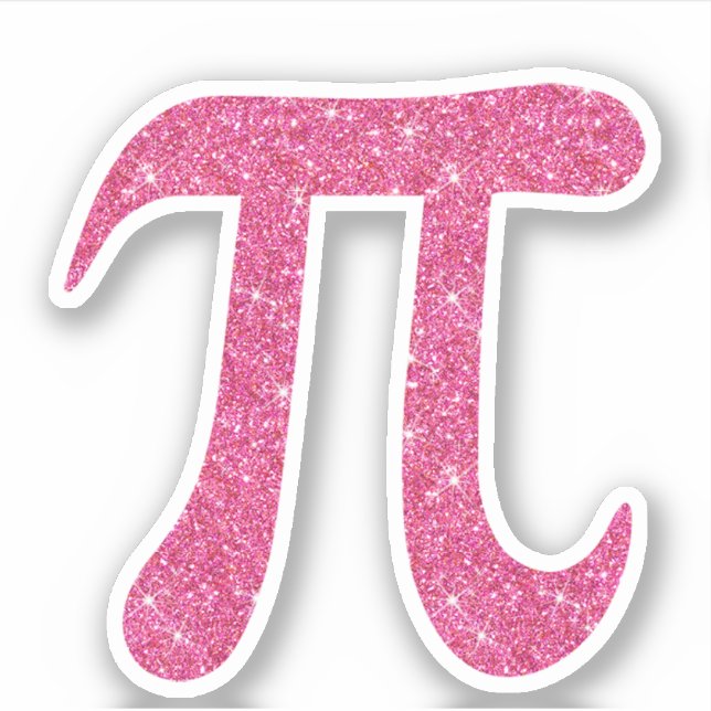 Pink glitter pi symbol stickers (Front)