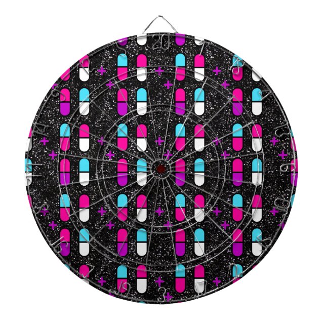 pink glitter pills dartboard (Front)
