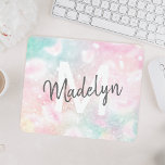Pink Glitter Pretty Bokeh Pattern Mouse Pad<br><div class="desc">Easily personalize this pretty pink bokeh glitter pattern with your custom name and/or monogram.</div>