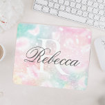 Pink Glitter Pretty Bokeh Pattern Mouse Pad<br><div class="desc">Easily personalize this pretty pink bokeh glitter pattern with your custom name and/or monogram.</div>