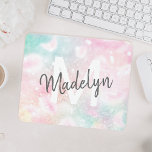 Pink Glitter Pretty Bokeh Pattern Mouse Pad<br><div class="desc">Easily personalize this pretty pink bokeh glitter pattern with your custom name and/or monogram.</div>