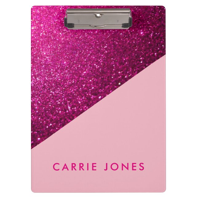 Pink Glitter Pretty Business Elegant Clipboard (Front)