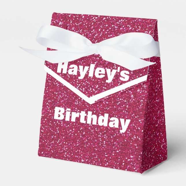Pink Glitter Printed Party Favour Box Any Occasion (Front Side)