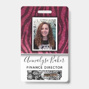 Pink Glitter Professional CNA Nurse Photo Name Badge