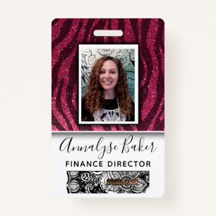 Pink Glitter Professional CNA Nurse Photo Name Badge