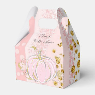 Pink Glitter Pumpkin Girl Baby Shower Favor Box