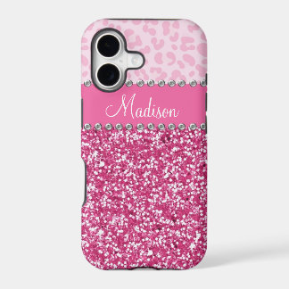 Pink Glitter Rhinestone Leopard BLING Case