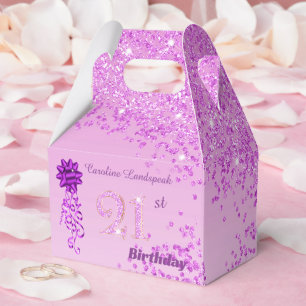 Pink Glitter & Ribbon 21st Birthday  Favor Box