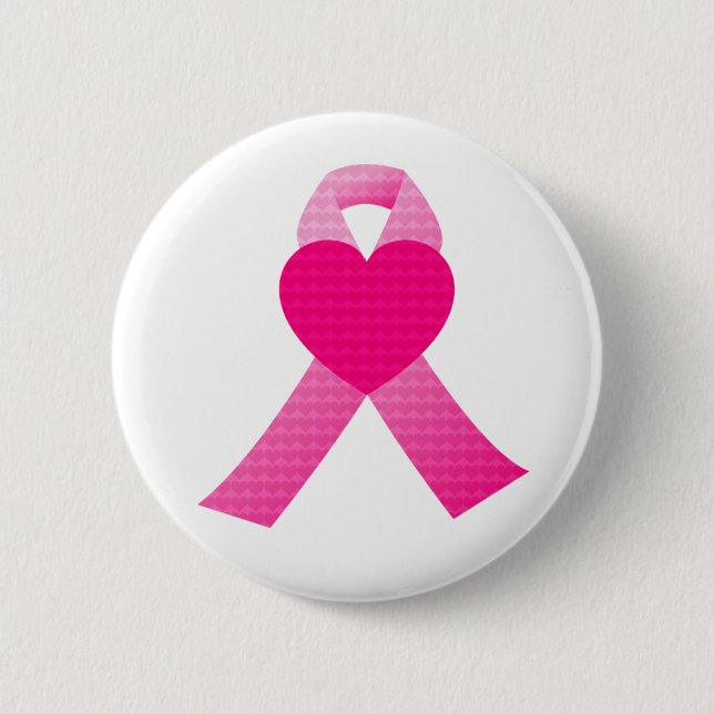 Pink Glitter Ribbon Breast Cancer Awareness Custom 2 Inch Round Button (Front)