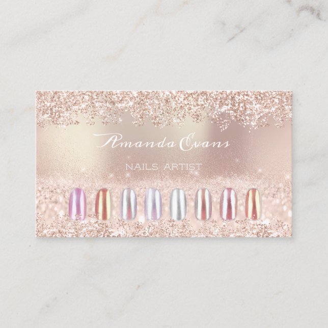 Pink Glitter Rose Gold Nail Artist Appointment VIP (Front)