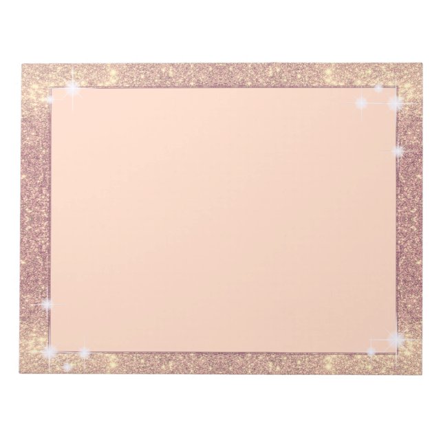 Pink Glitter Rose Gold Sparkle Faux Notepad (Front)