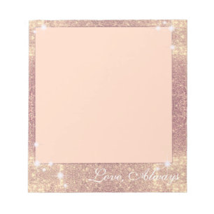 Pink Glitter Rose Gold Sparkle Faux Notepad