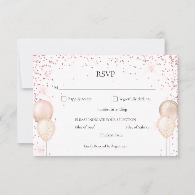 Pink Glitter RSVP Special Occasion Card (Front)