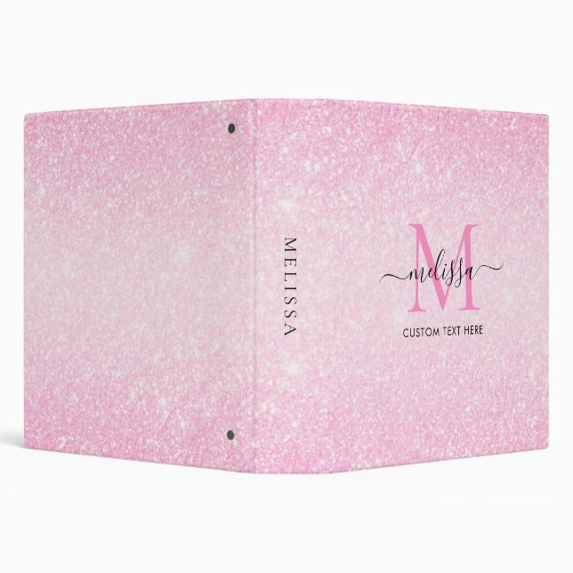 Pink Glitter Script Name Monogram Binder (Background)