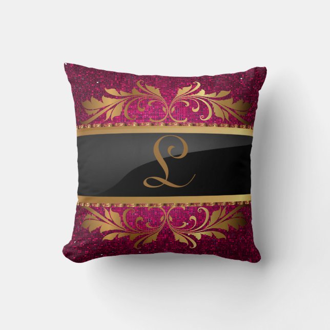 Pink Glitter Sequin Disco Couch Throw Pillow (Front)