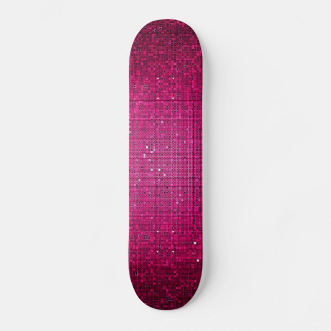 Pink Glitter Sequin Disco Glitz Comp Skateboard (Front)