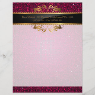 Pink Glitter Sequin Disco Letterhead Stationery