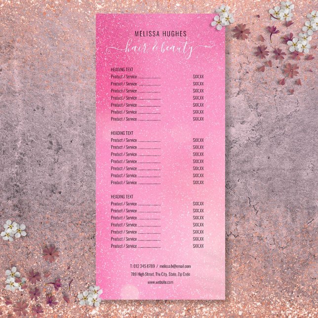 Pink Glitter Shimmer Salon Service Menu (Pink Glitter Shimmer Salon Service Menu)