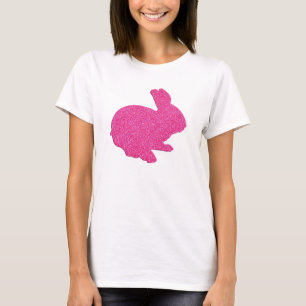 Pink Glitter Silhouette Easter Bunny Shirt