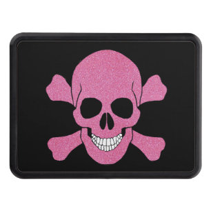 Pink Glitter Skull And Crossbones Trailer Hitch Cover