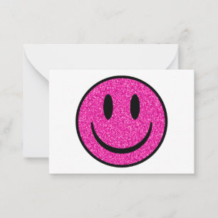 Pink Glitter Smile Face Card