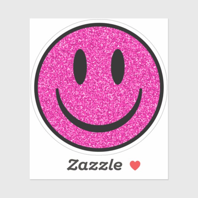 Pink Glitter Smile Face Custom-Cut Vinyl Stickers (Sheet)