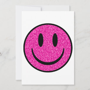 Pink Glitter Smile Face Holiday Card