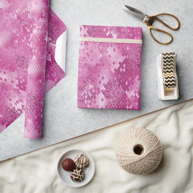 Pink Glitter Snake Skin Wrapping Paper (Crafts)