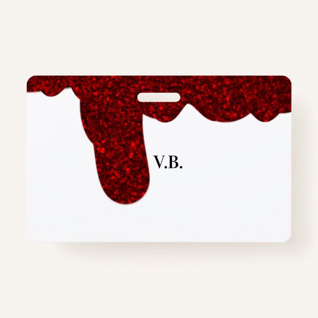 Pink glitter sparkle art design add name text  badge (Front)