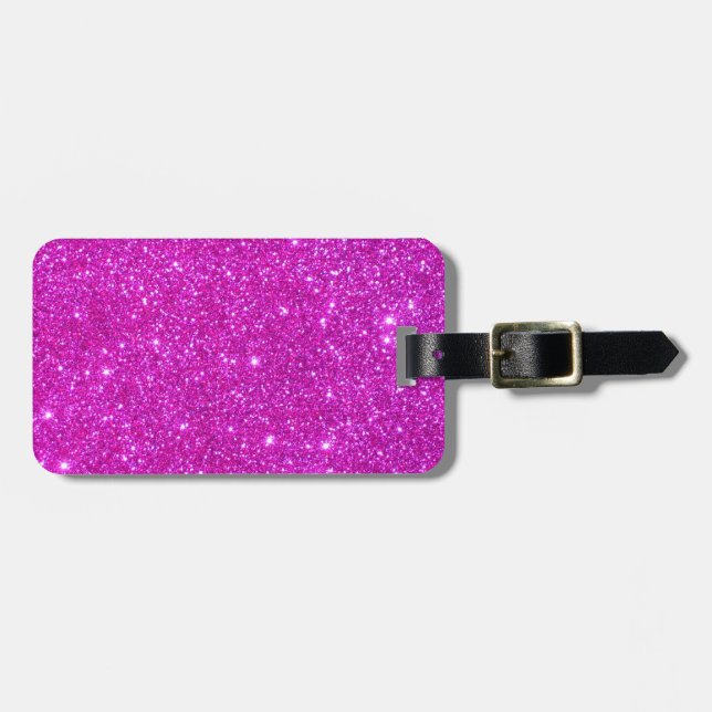 Pink Glitter Sparkle Customizable Design Luggage Tag (Front Horizontal)