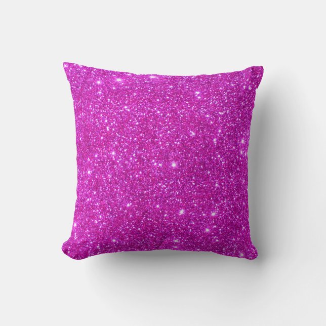Pink Glitter Sparkle Customizable Design Throw Pillow (Front)