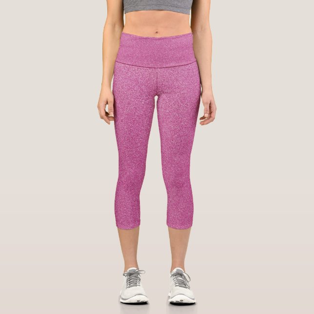 Pink Glitter, Sparkle, Glitter Background Capri Leggings (Front)