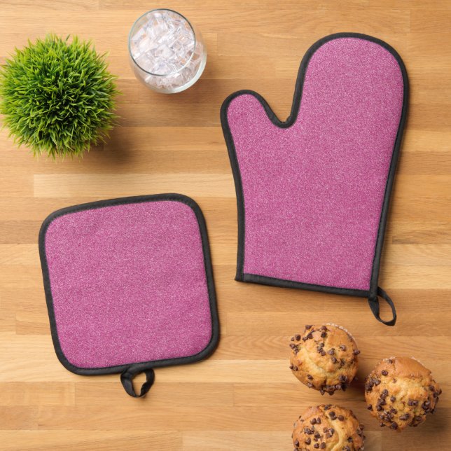 Pink Glitter, Sparkle, Glitter Background Oven Mitt & Pot Holder Set (Top Down)