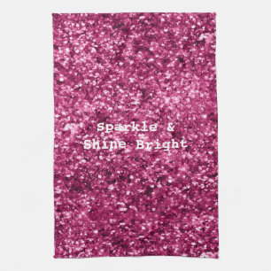 Pink Glitter Sparkle Kitchen Towel