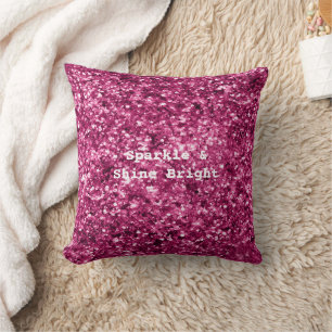 Pink Glitter Sparkle Throw Pillow