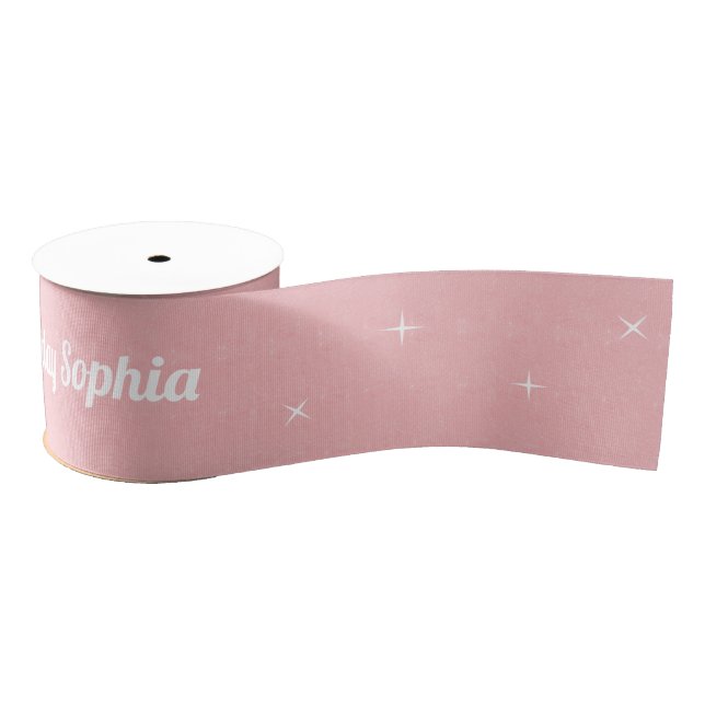 Pink Glitter Sparkles Girl's Birthday Grosgrain Ribbon (Spool)