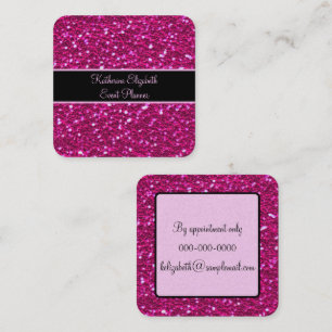 Pink Glitter Sparkles Girly Glam Square Business Card