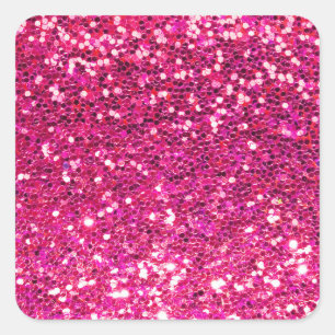 Pink Glitter Square Sticker