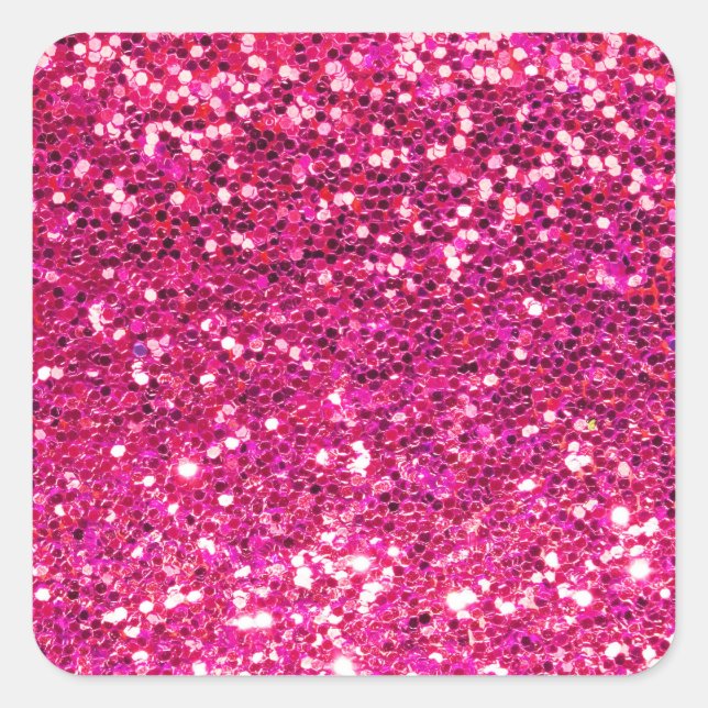 Pink Glitter Square Sticker (Front)